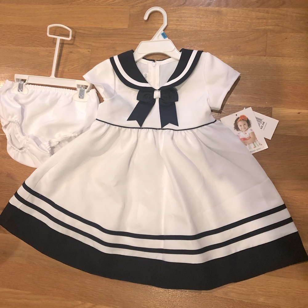 NWT White and Navy Sailor Dress